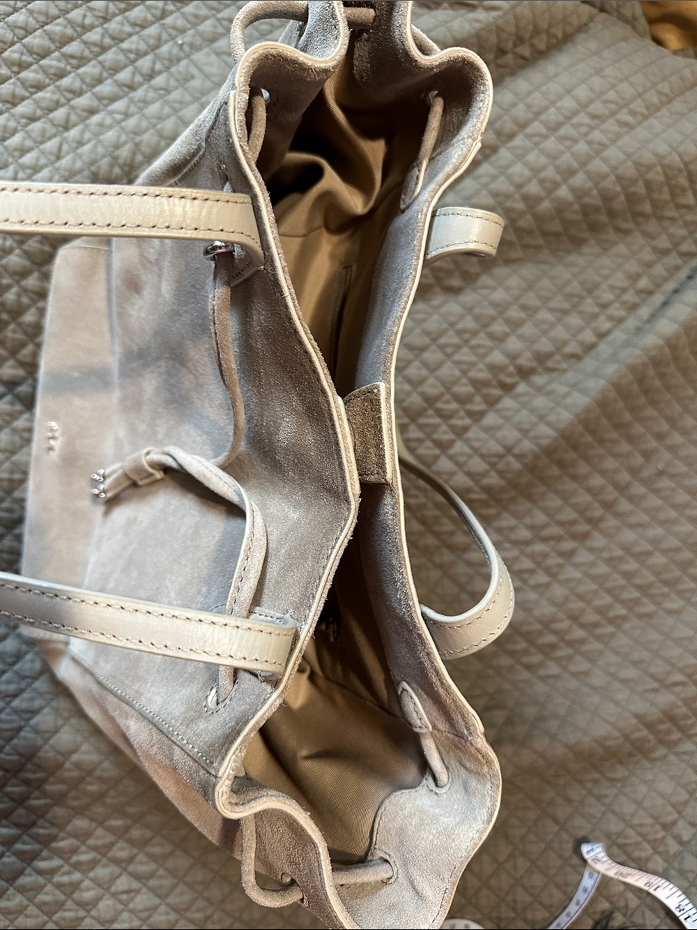 Ralph Lauren Suede Drawstring Tote Bag in Light Taupe (newish) - Picture 16 of 16